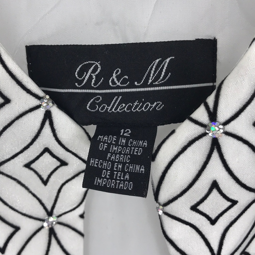 R&M Black/White Sequence Diamond Sheer Blazer Sz12 - Picture 6 of 12